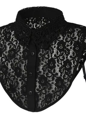 Black Lace Detachable Collar Dickey - Women